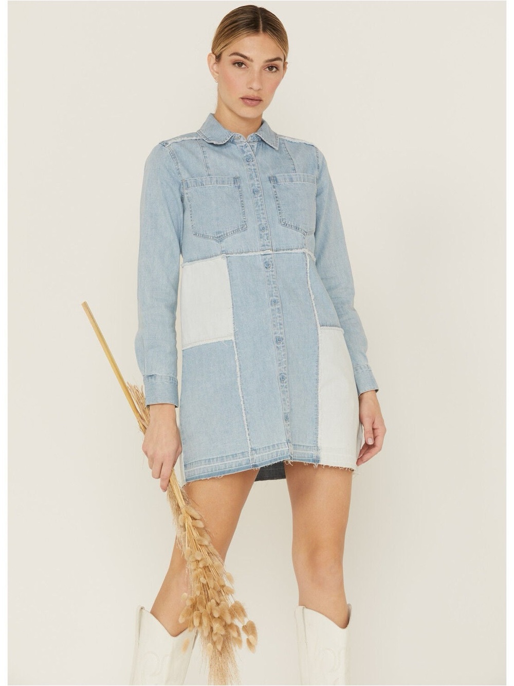 Cleo + Wolf Patchwork Denim Dress